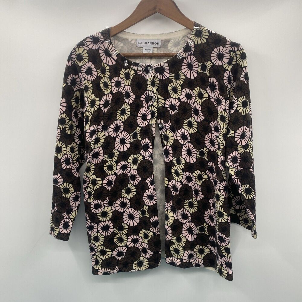 Sag Harbor Womens Button Up Long sleeve cardigan Medium